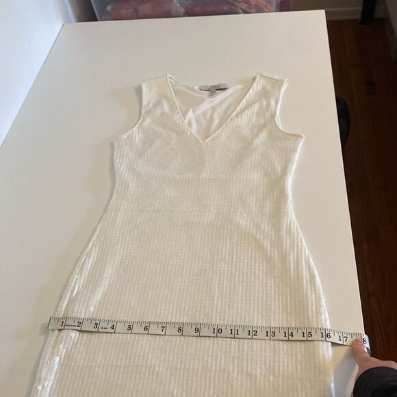 Robert Rodriguez White Sequin Stretch Bodycon Mini Dress Size Small - Picture 14 of 15